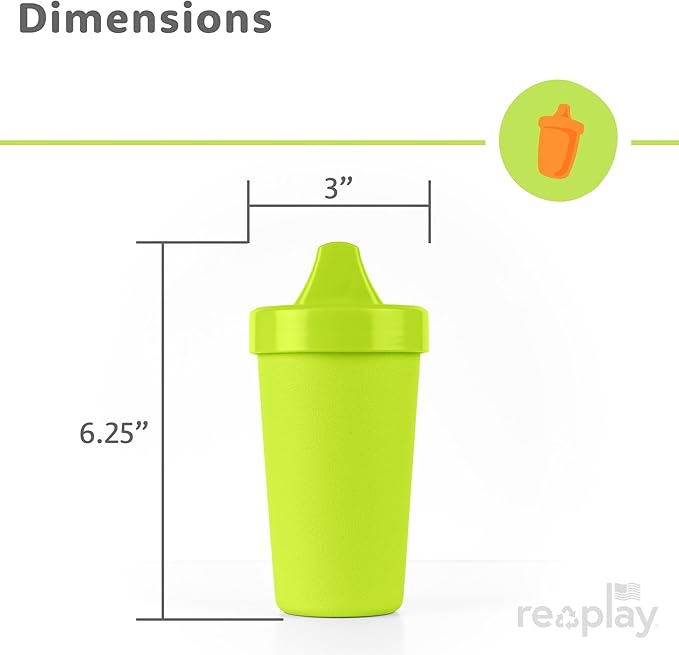 Re-Play Sippy Cups for Toddlers - 10 Oz. Reusable Spill Proof Cups for Kids, Dishwasher/Microwave Safe - Made in USA - Set of 4-3.13" x 6.25" - Citrus