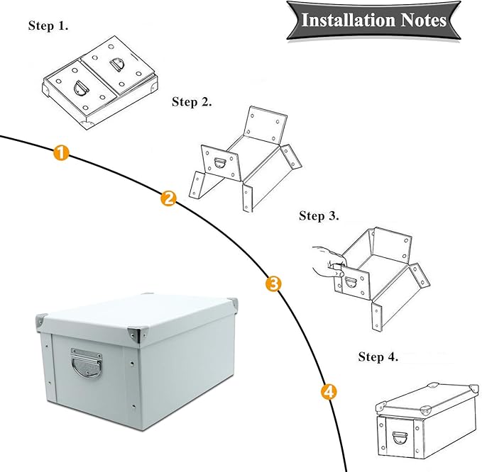 GUOZI Collapsible Storage Box, Decorative Memory Box with Lid & Metal Reinforced Corners, Cardboard File Bin with Handles, Organizer Gift Box for Keepsake Toy Photos Office Nursery Wardrobe Bookshelf