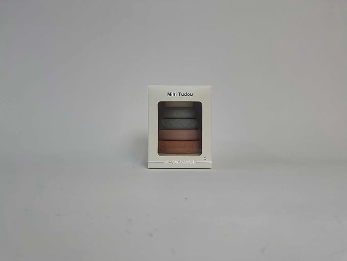 Mini Tudou 6 Pcs Stacking & Nesting Circle Toy,Soft Building Rings Stacker & Teethers,Squeeze Play with Early Educational Learning Stacking Tower, Toy for 6+ Months Boys&Girls