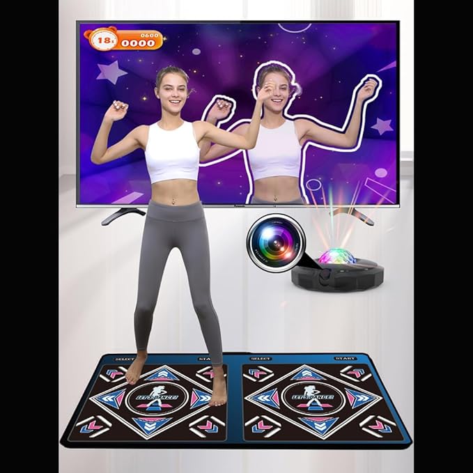 HDMI Musical Electronic Dance mat with a Camera, a 64G Large Memory Card, Including 1000 Games,650 Songs,81 Music Videos,for Single/Double Users, a Luxurious Gift for Boys and Girls