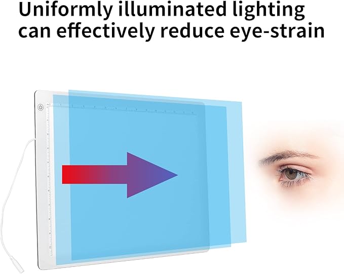 YINGWOND A3 LED Light Pad with Fixed Cord, 16.6 * 12.6 Inches, 3 Levels of Brightness up to 8000LUX, Uniform Illuminated Light Box for Tracing Drawing Weeding Vinyl and Diamond Painting