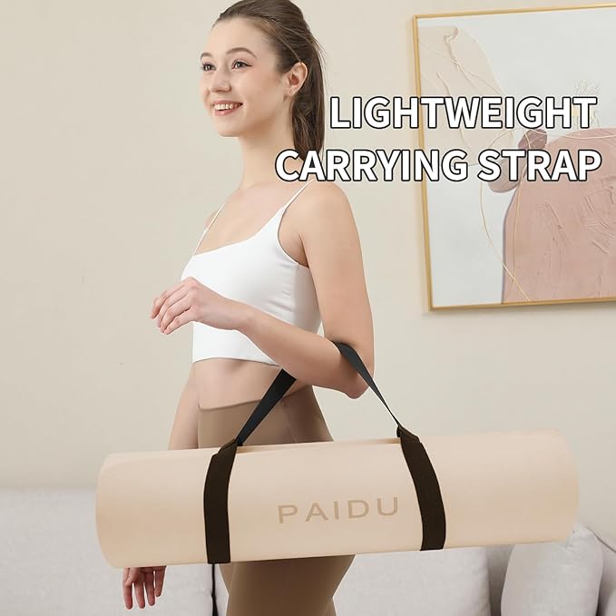 Yoga Mat Non Slip Anti-tear,extra thick-2/5 inch(10MM)High Resiliency Professional POE Yoga Mats for Women Men Kids,72"x24"inch,Workout, Yoga, Pilates and Floor Exercise, with Carrier Strap