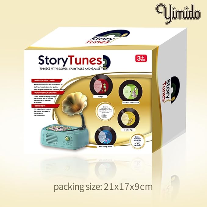 Kids Phonograph Toddler Record Player, with 96 Learning Cards, Early Education Machine Record Player Music Box Storyteller pop Speakers, Gift for Boys and Girls