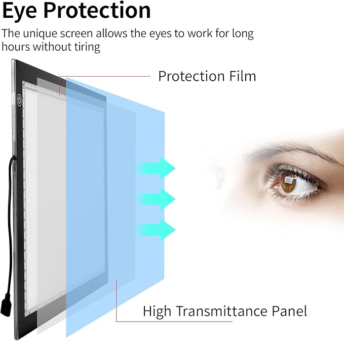 A4 LED Light Box for Tracing, elice Artist Drawing Lightbox Light Table Light Pad Light Copy Board, Up to 8000 Lux Super Bright Lightpad for Cricut Weeding Vinyl, Diamond Painting, Sketching (Black)