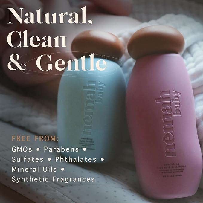 Nemah - Soothing 2-in-1 Baby Shampoo & Wash and Calming Body Lotion, a Moisturizer for Babies & Toddlers, Plant-Derived, Vegan & Gluten-Free