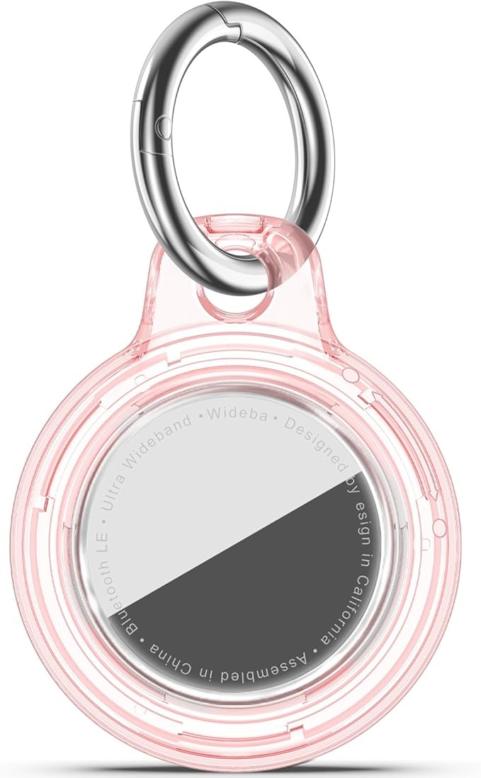 Upgrade Waterproof Airtags Holder with Apple Airtags Keychain, Hard PC Air Tag Case, Anti-Scratch & Shock Air tag Holder,Men's Women's Keyrings & Keychains, for Dog,Car Key,Luggage-Clear Pink