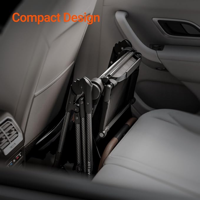 Air Lux Baby Stroller with Carbon Fiber Frame, One-Hand Fold & Reversible Seat, Magnetic 5-Pt Harness, Car Seat Adapter, 15.8lbs, Cinder