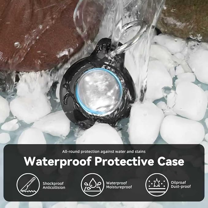 Upgrade Waterproof 4 Pack Airtags Holder with Apple Airtags Keychain, Hard PC Air Tag Case, Anti-Scratch & Shock Air tag Holder, Men's Women's Keyrings & Keychains - Black+White+Grey+Rose Red