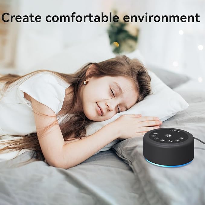 Sleep Sound Machine White Noise Machine with 30 Non Looping Sounds 12 Night light Colors with 5 Timers 36 Adjustable Volume Memory Function Brown Noise Machine for Baby kid Adult & Home Nursery Travel