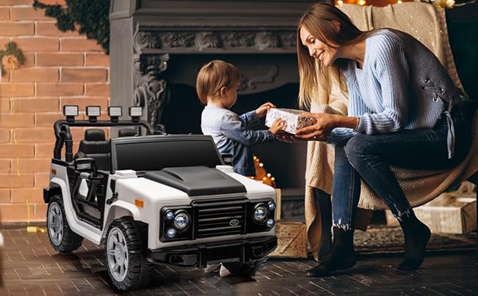 12V SUV 5MPH 2-Seater Ride on Toys, Ride-on Truck Toy w/Parent Remote,4W/2D 3-Speed Kids Electric Vehicles with Motor,Spring Suspension,LED,Music (12V Electric Ride on Truck SUV)