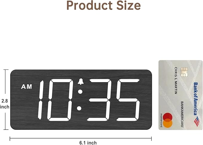 DreamSky Wooden Digital Alarm Clock for Bedroom - Loud Alarm Clock for Heavy Sleepers with Volume Control, Desk Clocks for Living Room with Large Numbers, Dimmer, DST, Wood Decor (Adapter Powered)