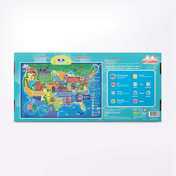 BEST LEARNING i-Poster My USA Interactive Map - Educational Talking Toy for Kids of Ages 5 to 12 Years Old