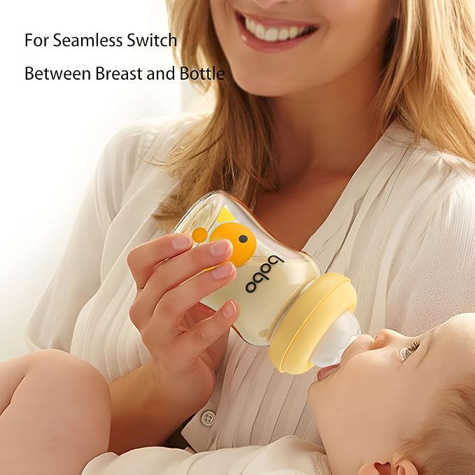 YOHKOH PPSU Baby Bottle Wide Neck, Newborn Anti-Colic Baby Bottle with Natural Response Nipple, Streamlined Body, Easy to Clean (5.4oz (Pack of 4), Yellow)