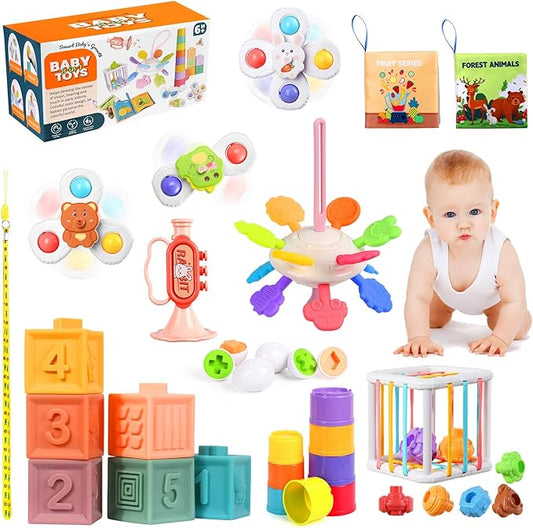 Montessori Toys for Babies 6-12 Months, 8 in 1 Soft Sensory Toddler Bath Toys for Babies, Montessori for 1 Year Old