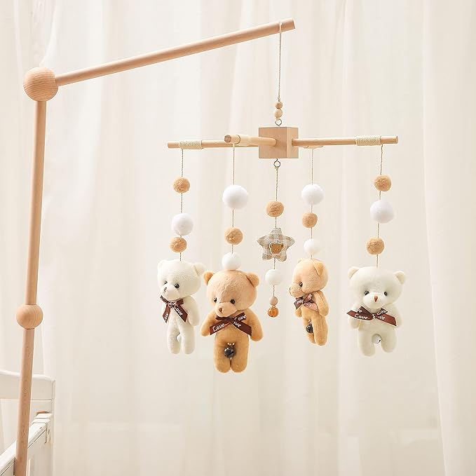 Updated Wooden Mobile Arm for Crib 30 inches- Baby Mobile Hanger for Crib Nursery Mobile Holder 360Β° Rotatable for Hanging Baby Mobiles Plush Dolls | Gift for Baby Shower & Nursery Decoration