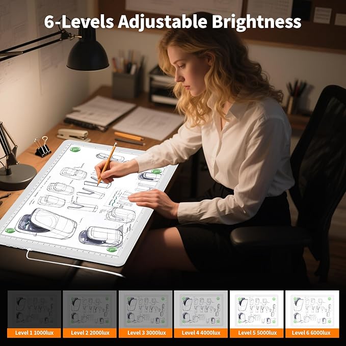 Elice Magnetic A3 Light Board for Diamond Painting, Ultra-Thin Tracing LED Light Box with Side Buttons, Super Bright Diamond Art Light Pad, Light Table for Drawing, Sketching, Weeding Vinyl - White