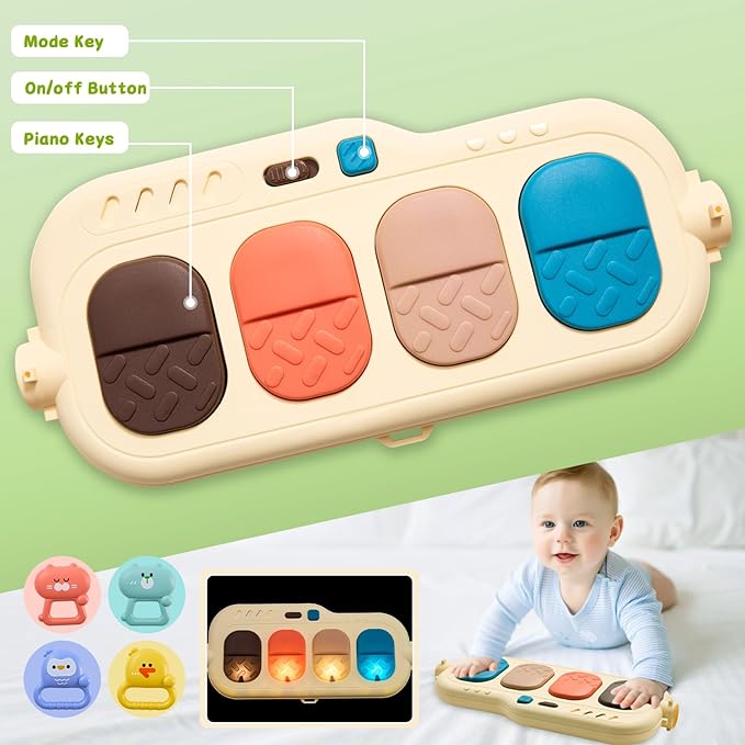 Baby Play Gym Walker Kick and Play Piano Gym Musical Tummy Time Mat for Boys Girls Infant Newborn Gifts (Panda Upgraded)