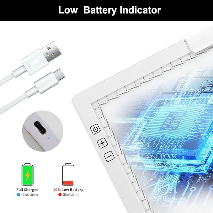 KOBAIBAN Wireless A4 Light Pad with Carry Bag, Innovative Stand, Top Clip, Stepless/ 6-Level Dimmable Brightness Rechargeable tracing Light Box/Board for Cricut Weeding Vinyl, Diamond Painting (White)