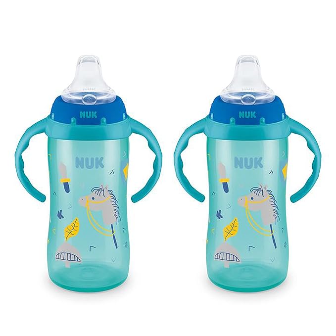 NUK Learner Cup, 10 oz, 2 Pack, 8+ Months – BPA Free, Spill Proof Sippy Cup
