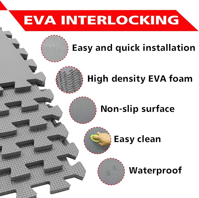 XMTMMD Baby Play MAT - Interlocking Foam Pads Kids Rug Floor Tile - Crawling & Gym Mat