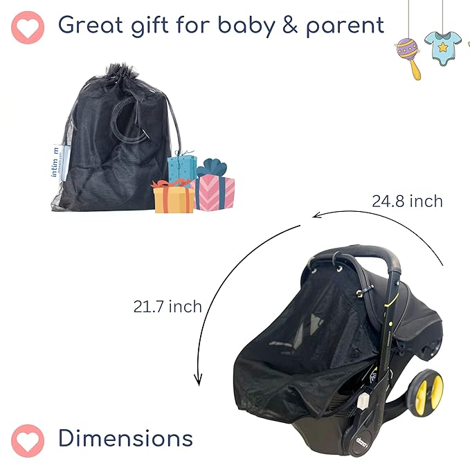 Stroller Sun Shade - Universal UV Protection Cover for Strollers Sunshade with See Through, Clip-On Sun Blocker, Sun Shield for Baby, Breathable Adjustable Fit, Full Coverage, M Black