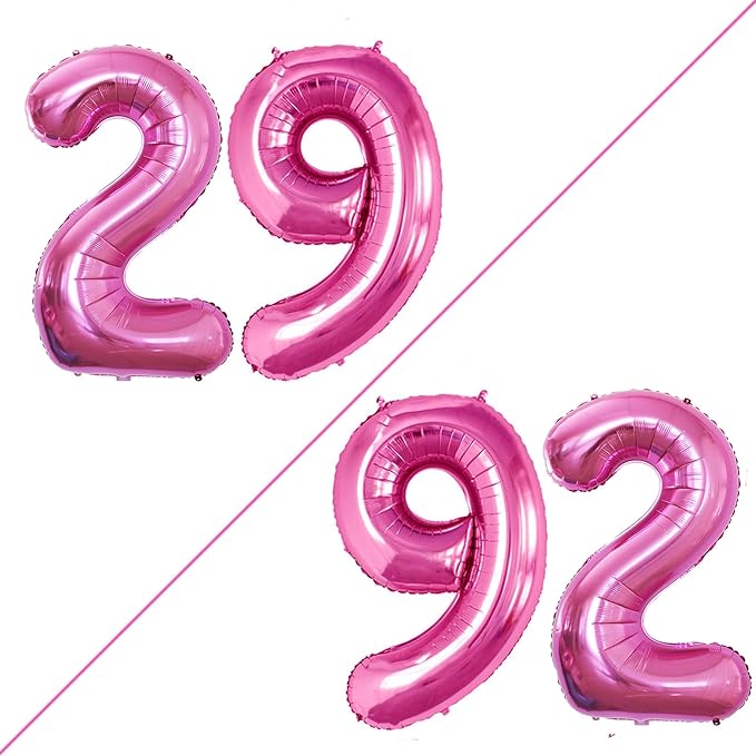 GOER Number 29 Balloons for 29th Birthday Party Decorations,42 Inch Jumbo Foil Helium 92 Balloons for 92nd Birthday Party Decoration (Hot Pink)