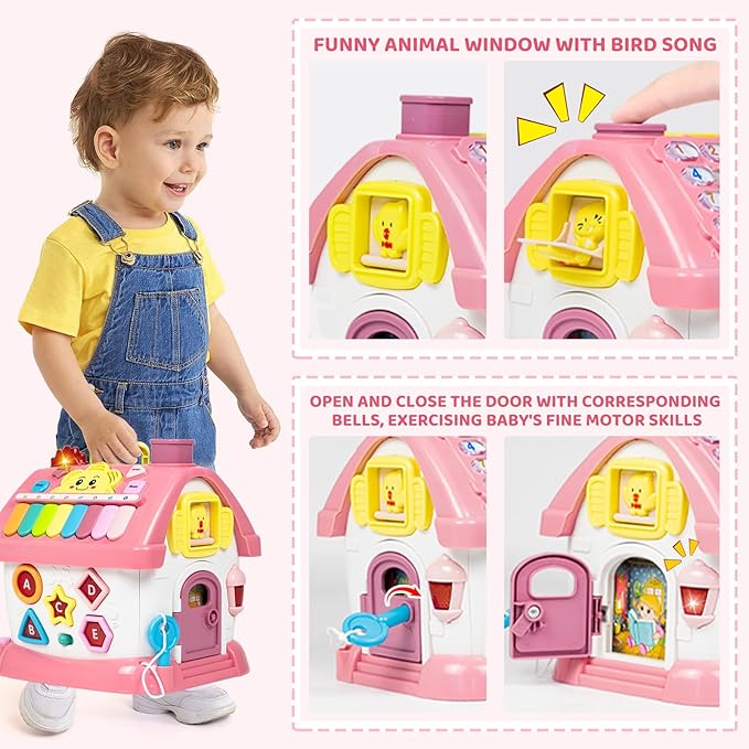 Marstone Toddler Toys for 1 Year Old Girl Gifts: First 1st Birthday Gifts for Girls and Boys, 8-in-1 Musical Learning House Montessori Baby Toys 6-12 12-18 Months, Educational Toddler for Ages 0-2