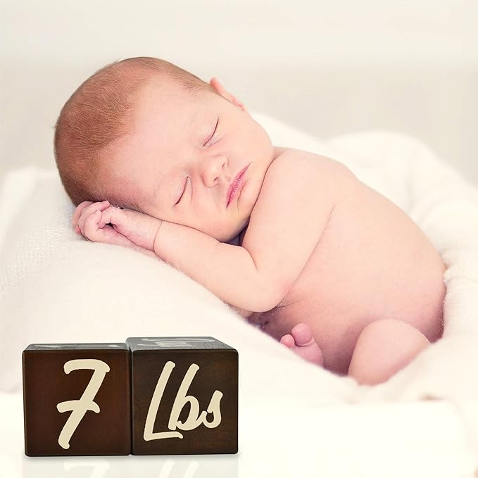 I'm Solid Wood Weekly Monthly Yearly Baby Milestone Age Blocks, Gender Neutral, Newborn Gifts & Keepsakes for Picture Props (3 Pcs/Brown)