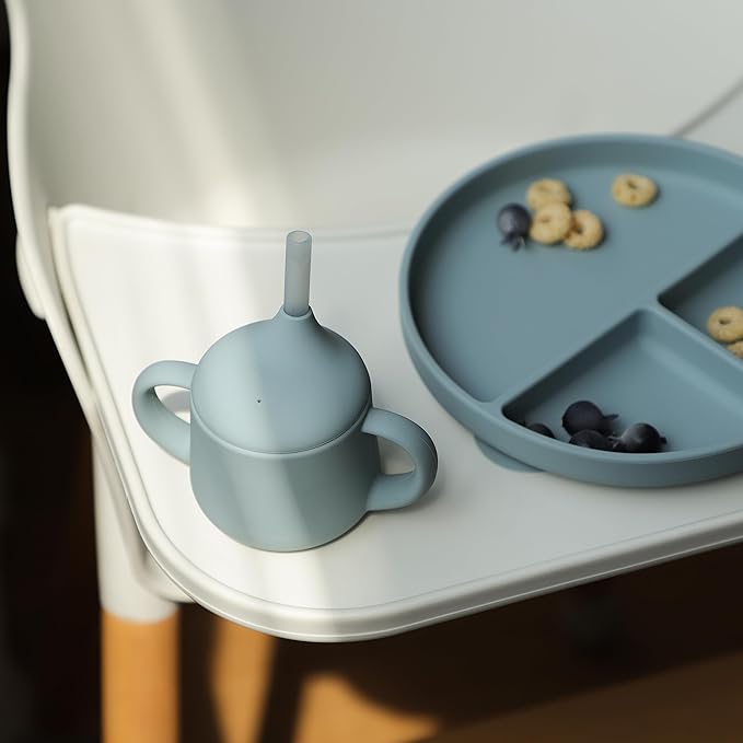 Moonkie Silicone Baby Sippy Cups | 3 Stages Training Cup Straw Cup for Infants Toddlers and Kid | 4 oz 2Pack