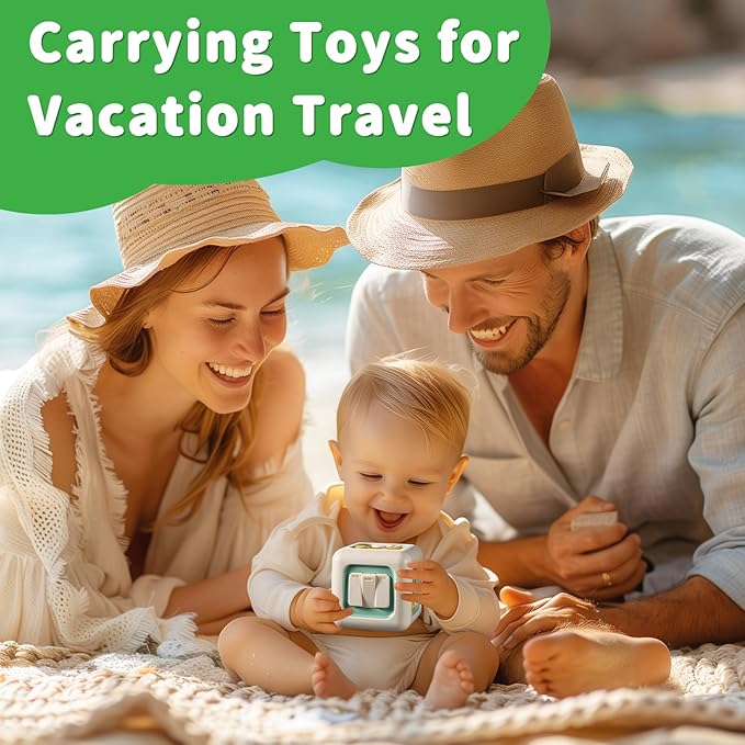 Busy Cube Toy, Sensory Toys for Toddlers 1-3, Baby Car Seat Toys 12-18 Months, Toddler Airplane Travel Toys Age 1-2, Learning Fine Motor Skills, 1st Birthday Gifts Boys Girls