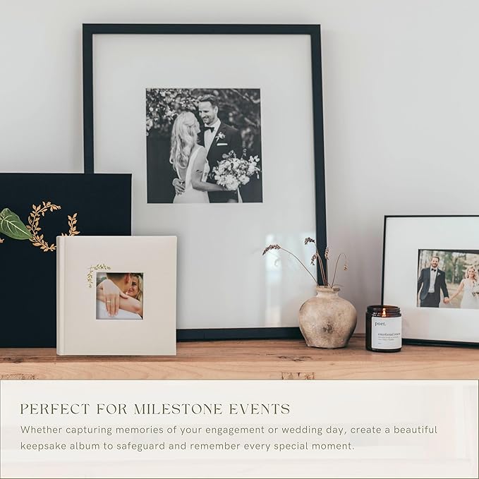 Elegant Linen Photo Album - 200 Acid-Free Pockets for 4x6 Pics - Perfect for Weddings & Gifts