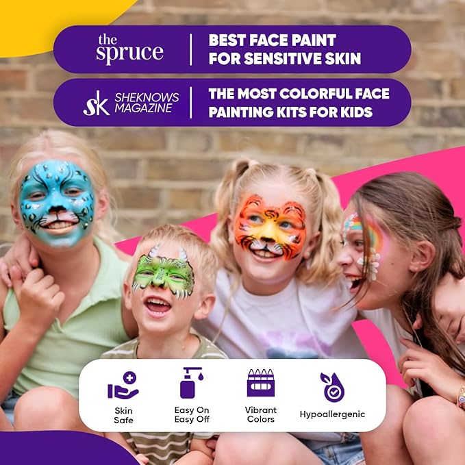 Blue Squid Face Painting Kit for Kids β Complete Face Paint Kit Palette, Stencils, 12 Colors - Safe for Sensitive Skin, Non Toxic Face Painting Kit Professional - Kids Party & Halloween Makeup Kit