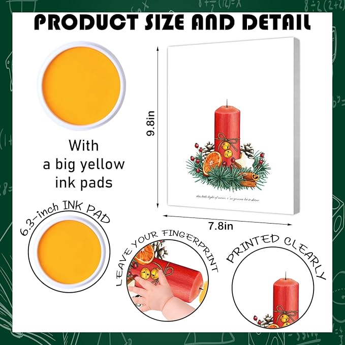 SHLINCO Handprint Keepsake DIY Kit, Baby's First Holiday Keepsake, Candle Winter Decoration, Kids Family Footprint Art, 7.8x9.8 Inch Canvas, Suitable for Desktop Wall Ornaments