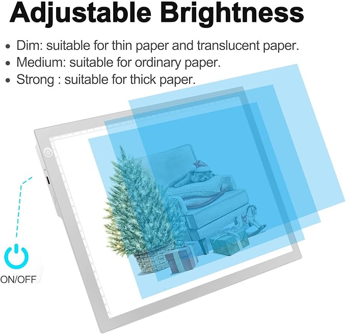 LitEnergy Rechargeable Battery Powered Light Tracing Box, Ultra-Thin Adjustable USB Power Artcraft LED Trace Light Pad Size A4 for Drawing, Streaming, Sketching, Animation, Stenciling (Silver)