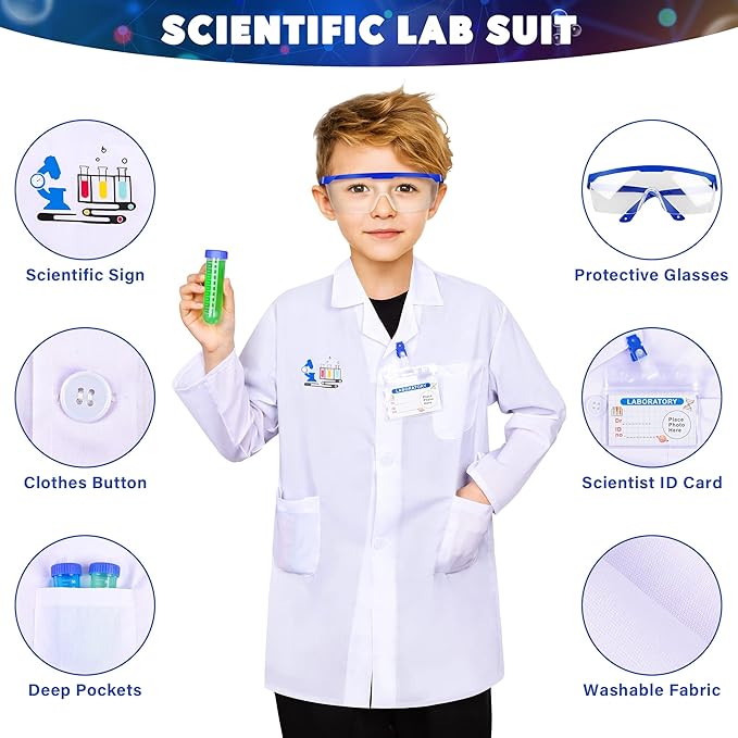 Science Kit for Kids,120 Science Lab Experiments,Scientist Costume Role Play STEM Educational Learning Scientific Tools,Birthday Gifts and Toys for 6 7 8 9 10-12 Years Old Boys Girls Kids