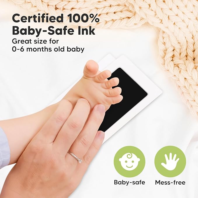 4-Pack Inkless Baby Hand and Footprint Kit - Mess Free Ink Pad for Newborn Keepsake, Dog Nose & Paw Print Kit, Clean Touch Ink Pad for Baby Hand & Footprints, Ideal New Mom Gifts (Jet/Navy)