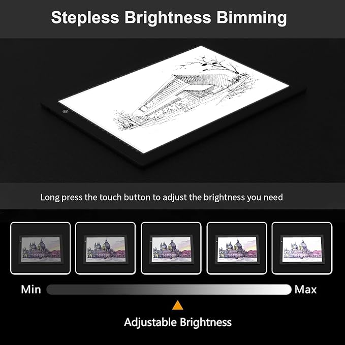 A4 Light Box for tracing,Ultra-Thin Magnetic led Light pad for Drawing,Stepless dimming lightbox for Sketching,Tattoo, Light Table for Artists,Diamond Painting,X-ray Viewing