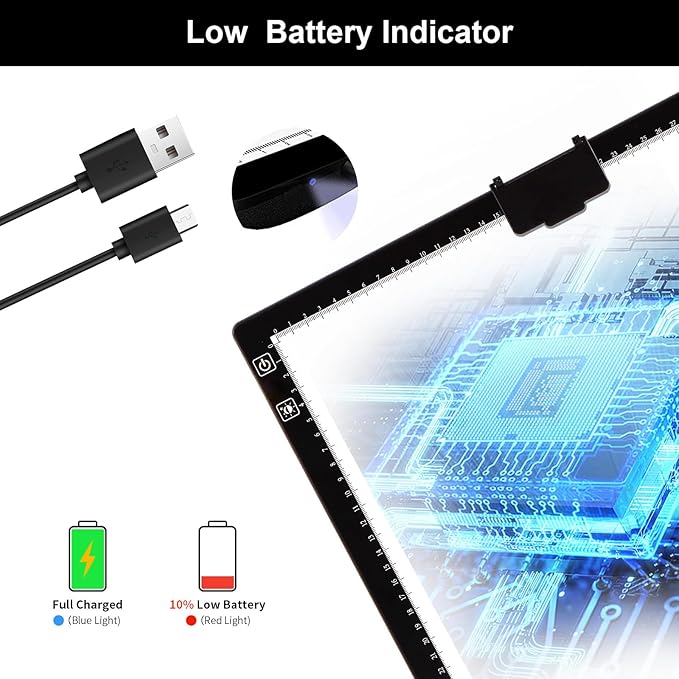 KOBAIBAN Wireless A3 Light Pad with Carry Bag, Foldable Stand, Top Clip, 3 Colors/Stepless/6-level Dimmable Brightness Rechargeable tracing Light Box/Board for Cricut Weeding Vinyl, Diamond Painting