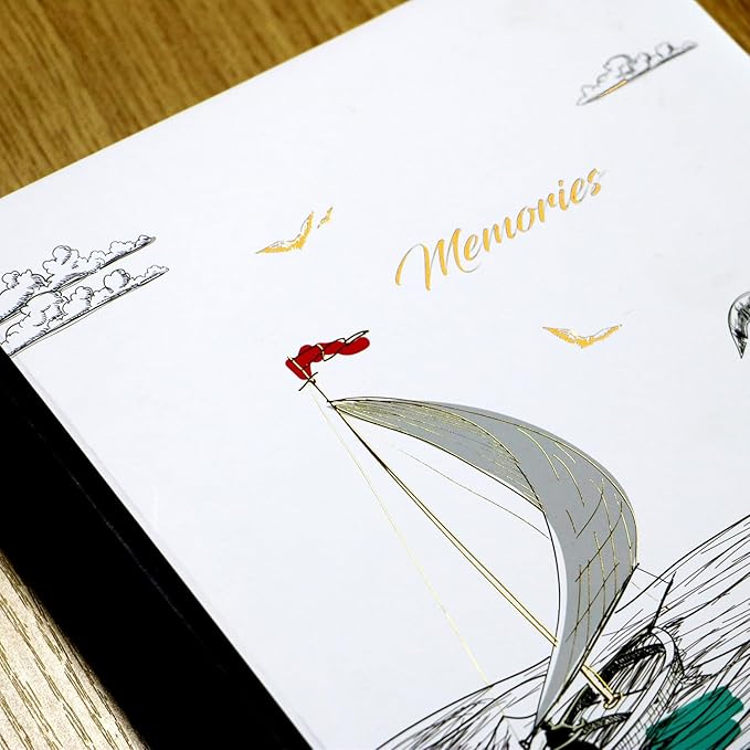 Holoary Photo Album 4x6 200 Photos Two Pictures Per Page, Memo Writing Area for Each Pocket, 200 Pockets 4”x6”, Printed Book Cover Travel Design Natural Beach Vacation Honeymoon Memories