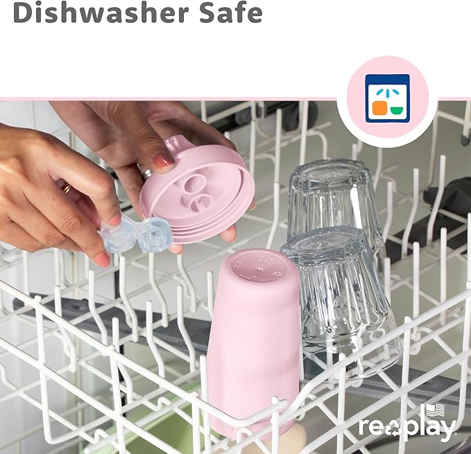 Re-Play Sippy Cups for Toddlers - 10 Oz. Reusable Spill Proof Cups for Kids, Dishwasher/Microwave Safe - Made in USA - Set of 6-3.13" x 6.25" - Meadow