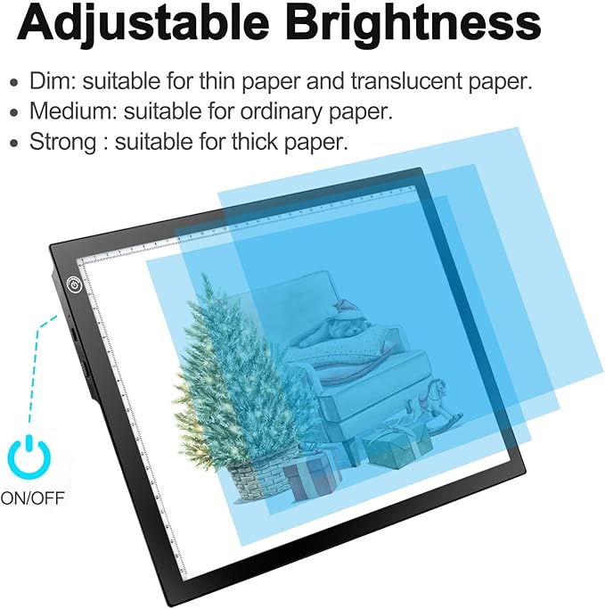 LitEnergy Rechargeable Battery Powered Light Tracing Box, Ultra-Thin Adjustable USB Power Artcraft LED Trace Light Pad Size A4 for Drawing, Streaming, Sketching, Animation, Stenciling (Black)