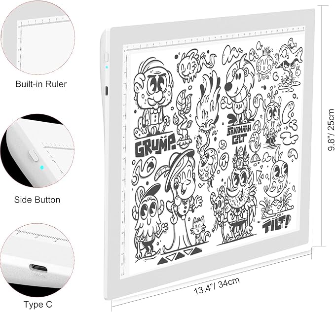 A4 Rechargeable Light Pad, KOBAIBAN Wireless Magnetic Tracing Light Box, 5 Levels Brightness LED Light Board, Cordless Battery Powered Light Drawing Table for 5D DIY Diamond Painting, Sketching(White)