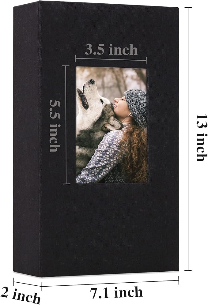 Vienrose Linen Photo Album 300 Pockets for 4x6 Photos Fabric Cover Photo Books Slip-in Picture Albums Wedding Baby Black