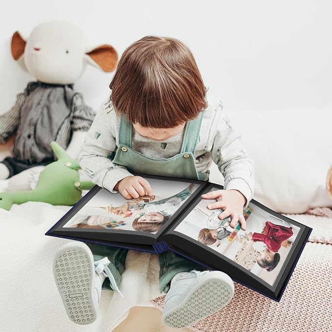 Popotop Photo Album 4x6 100 Pockets for Wedding Gifts,Linen Hardcover Picture Albums for Family Anniversary Baby Vacation Pictures