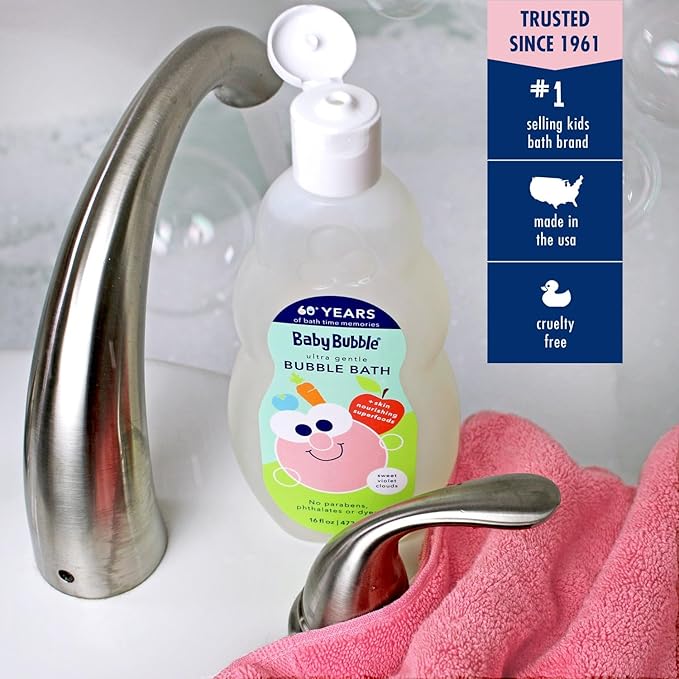 Mr. Bubble Baby Bubble Ultra Gentle Bubble Bath, Sweet Violet Clouds Scent, 16 oz., Pack of 2