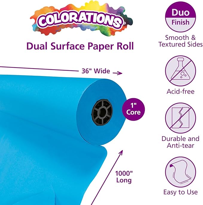 Colorations DSBB Bright Blue Dual Surface Paper Roll 36" x 1000' (1 Roll)