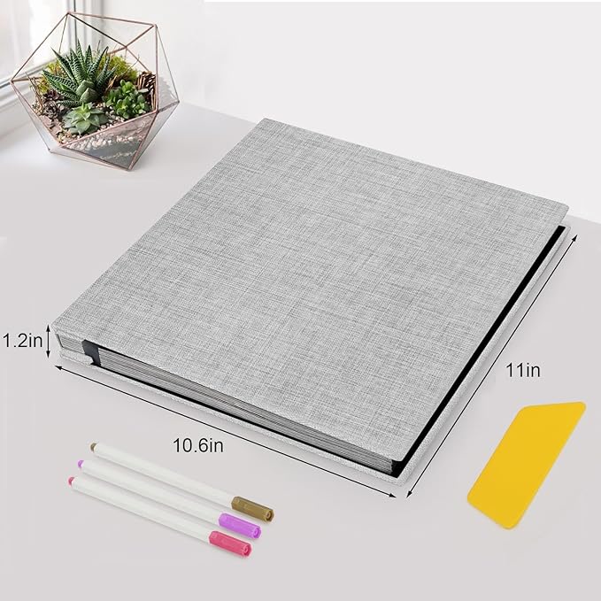 Zesthouse Photo Album Self Adhesive Pages, 60 Pages Magnetic Scrapbook Albums with Sticky Page,Photos Album Holds 8x10 & 5X7 & 4x6 & 6x8 & 3x5, Large Picture Book Ideal for Family,Wedding,Baby