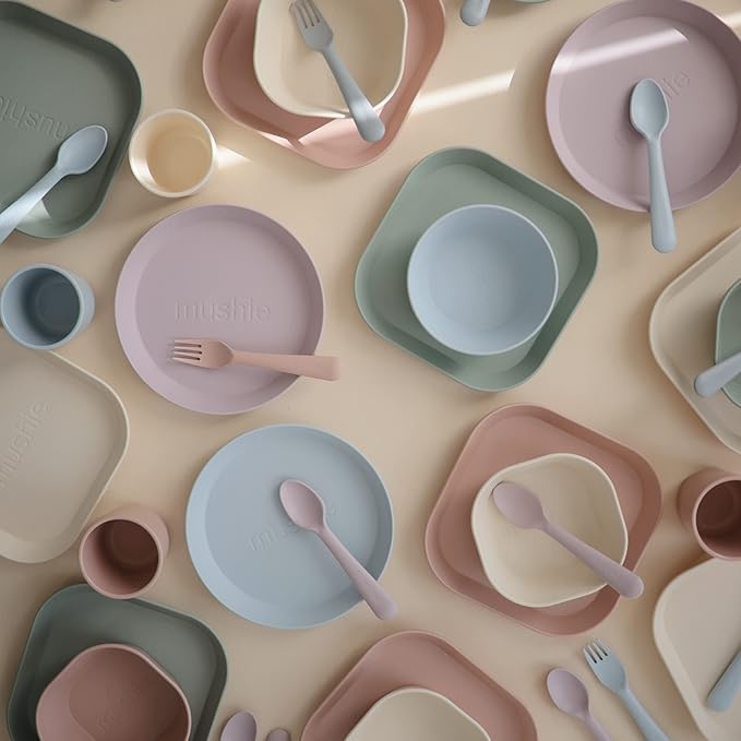 mushie Flatware Fork and Spoon Set For Kids | Made in Denmark (Powder Blue)