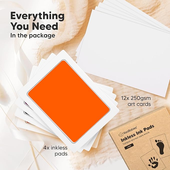 4-Pack Inkless Baby Hand and Footprint Kit - Mess Free Ink Pad for Newborn Keepsake, Dog Nose & Paw Print Kit, Clean Touch Ink Pad for Baby Hand & Footprints, Ideal New Mom Gifts (Halloween, L)