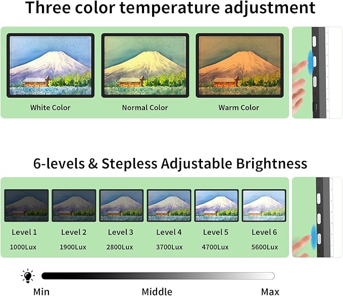 Phylosal Rechargeable A3 Light Pad with Carry Bag, Ultra-Thin Magnetic Tracing Light Box for Drawing, Diamond Art Painting Light Board with Side Button, Super Bright Light Table for Sketching (Black)